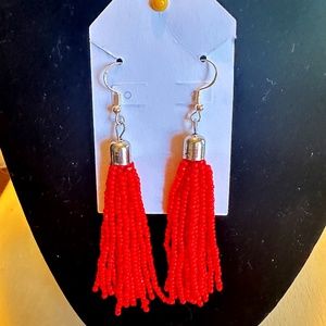 Beaded Tassel Drop Earrings